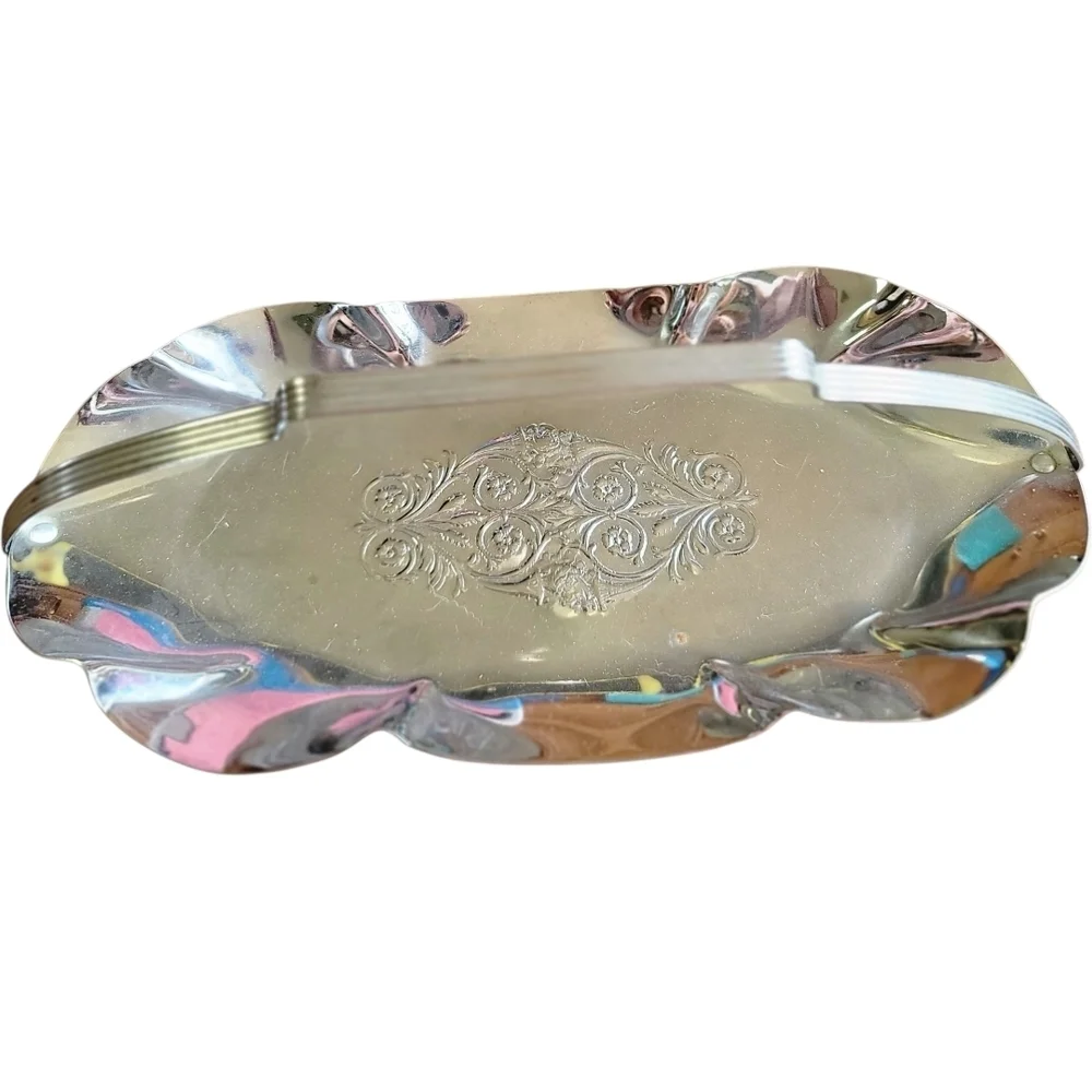 Vintage Elegant Metal Serving Tray / Candy Dish